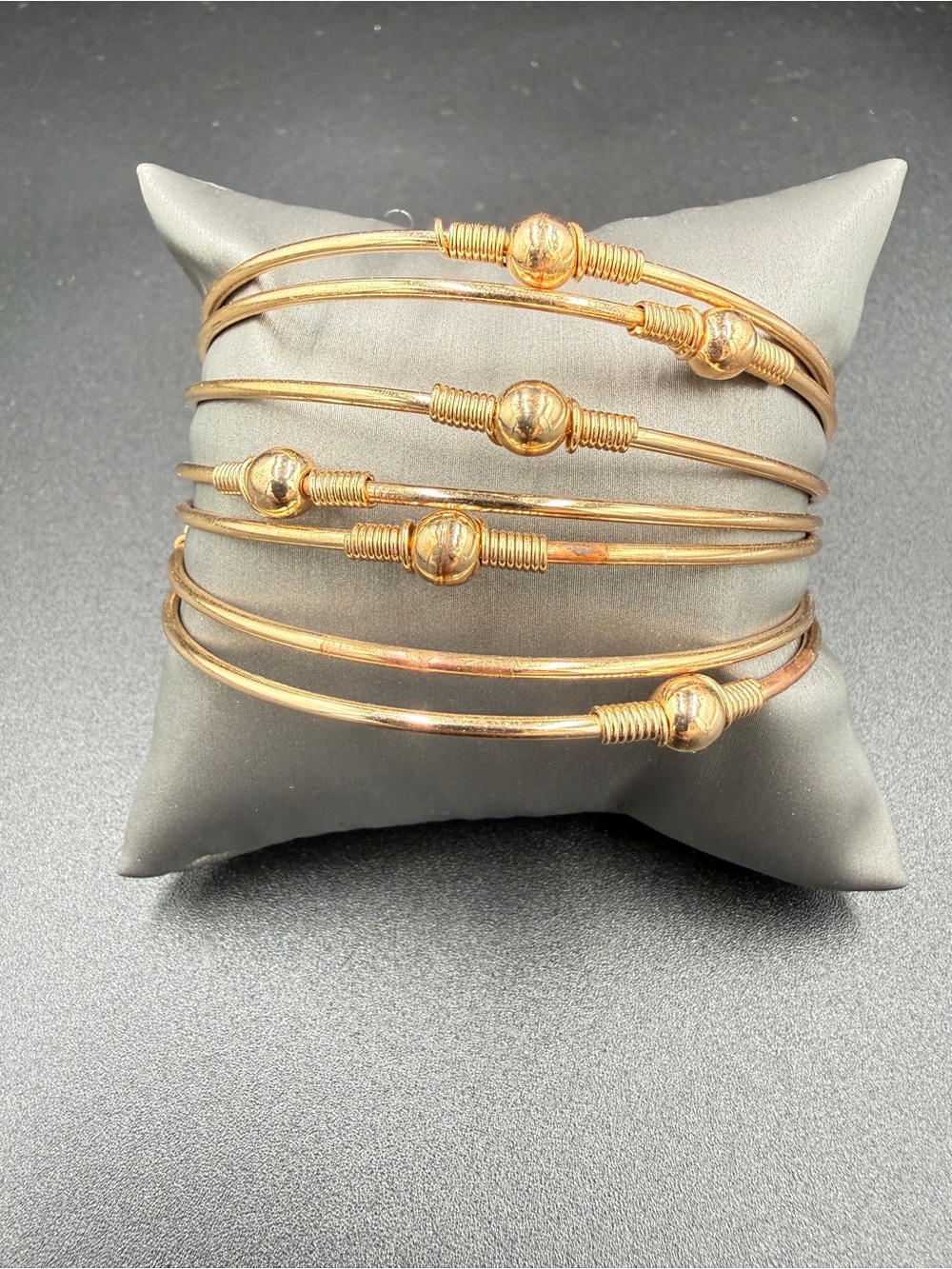 Gold-Tone Beaded Wire Bangle Bracelet Set - Women